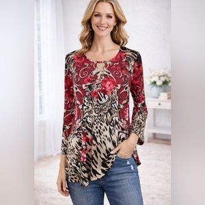 J&M COLLECTION TUNIC LENGTH TOP SIZE L